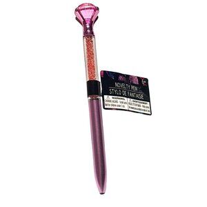 Pink Diamond Topped Novelty Pen With Glitter Barrel